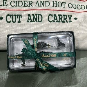 NIB Marshall Field’s glass kitten heel black shoes ornaments.